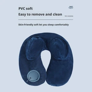 Inflatable Airplane Neck Pillow Velvet Soft Portable Foldable Camping Flight - Picture 1 of 25