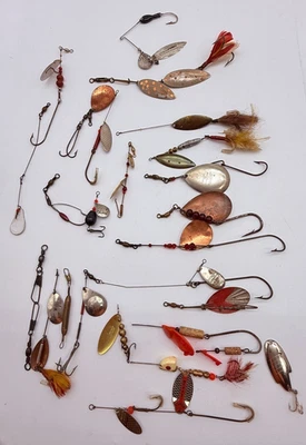 LOT Vintage Fishing Spinner Lures Glo Bug Swedish Swing Bucktail Copper Brass - Image 1 of 4
