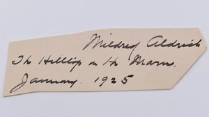 Recorte de firma de autógrafo Mildred Aldrich, periodista y escritora estadounidense - Imagen 1 de 1