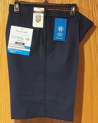 Men's Haggar Cool 18 Pro Straight Pleated Shorts 38 Expand Waist Dark Navy -5411 - Image 1 of 4