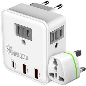 UK & European Travel Plug Adapter - Fast Charger for iPhone iPad 20W PD USB C... - Photo 1 sur 9