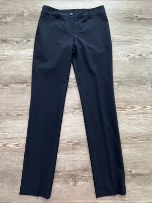 Tory Burch Low Rise Stretch Wool Pants Womens 2 Navy Straight Full Length - Image 1 of 4