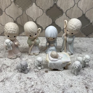 Precious Moments Vintage 9-teiliges Krippenset Komm lass uns ihn anbeten mit Box ohne Klebeband - Bild 1 von 17