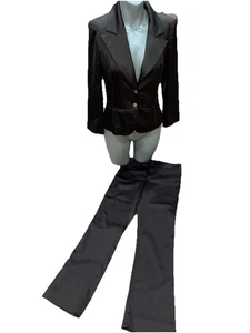 Cache 80's Sexy Shiny Brown 2 Pc Pant Suit.Sz. 4. Acetate/ Nylon/ Spandex.USA - Picture 1 of 15