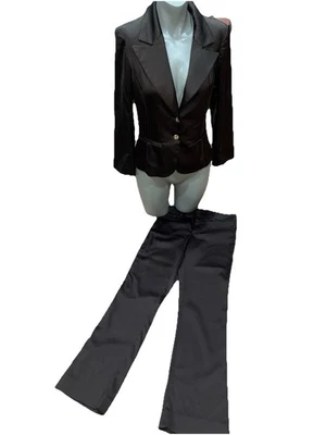 Cache 80's Sexy Shiny Brown 2 Pc Pant Suit.Sz. 4. Acetate/ Nylon/ Spandex.USA - Image 1 of 4