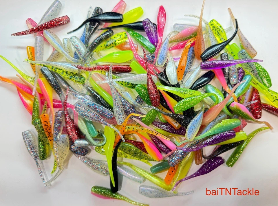 100pc PANFISH ASSORTMENT 1" to 2" SOFT PLASTIC BAITS Crappie Fishing Lures Trout - Image 1 of 4
