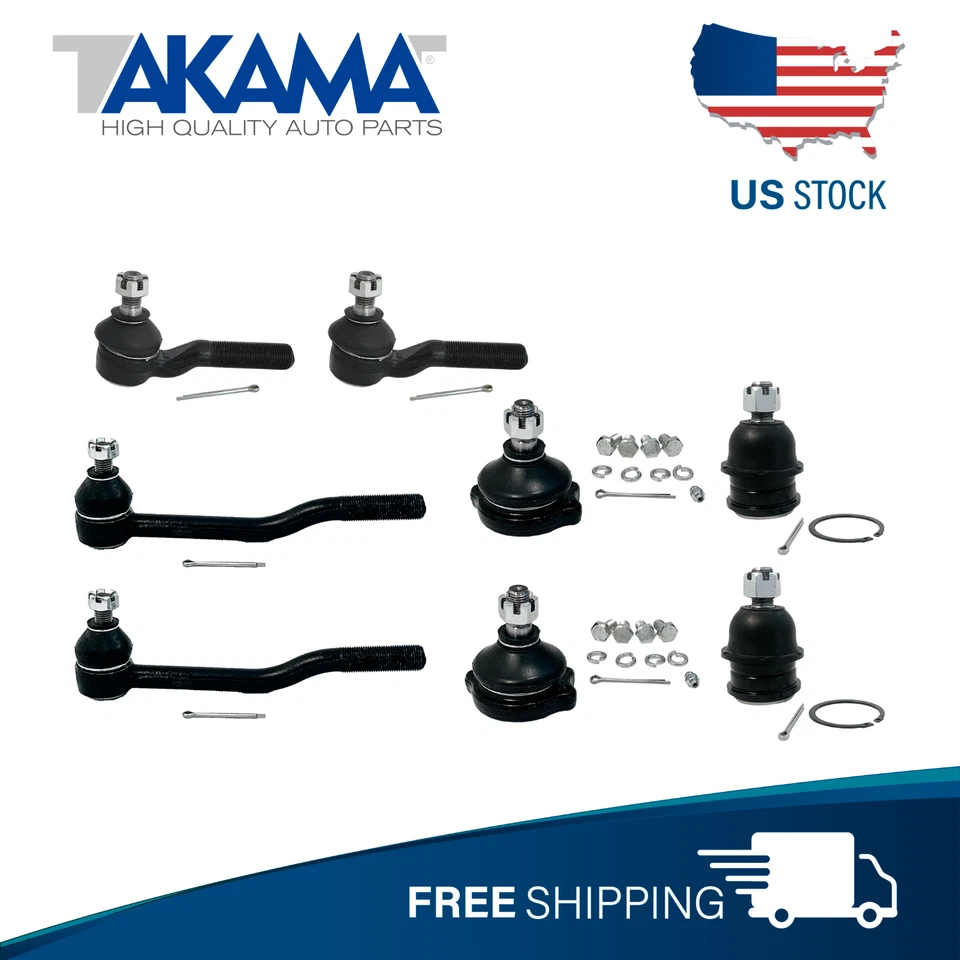 8 pcs Ball joints +Inner Outer tie rod ends for 86-97 Nissan D21 Pickup RWD - Image 1 of 4