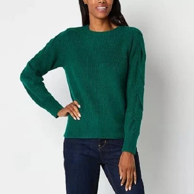 Nuevo con etiquetas Suéter tejido Pullover Liz Claiborne XXL verde cuello redondo para mujer Precio de venta sugerido por el fabricante 54 USD Foto 1 de 4