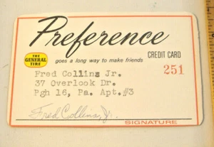 THE GENERAL TIRE~CREDIT CARD~DON CRISSMAN PITTSBURGH 26, PA - Picture 1 of 4