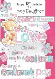 TOCHTER 18. GEBURTSTAGSKARTE GROß Niedlicher Bär mit Liebe Design - Bild 1 von 3
