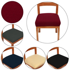Kitchen Dining Chair Seat Covers Stretch Jacquard Cushion Slipcovers Protection - Picture 1 of 15