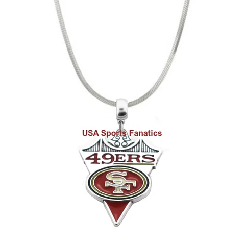 San Francisco 49ers Team Logo Necklace On 925 Sterling Silver Snake Chain Cover