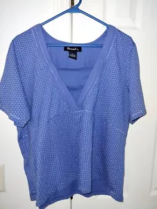 Denim & Co Blue Polka Dot Shirt Top 2X - Picture 1 of 3