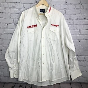 Wrangler Shirt Men XXL 2X Ram Rodeo Series White Red Button Long Sleeve Cowboy - Bild 1 von 22