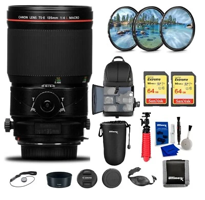 Canon TS-E 135mm f/4L Lens Bundle: Tilt-Shift Macro Lens + Filters + 2 SD Cards - Image 1 of 2
