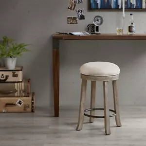 Swivel Stool Kitchen Chair,Wood Counter Height Bar Stool Gray Backless Dinner - Picture 1 of 6