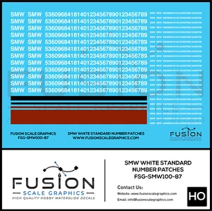 HO Scale SMW White Freight Car Number Patching Decal Set - Picture 1 of 1