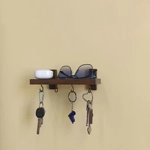 Wooden wall key holder mini shelf - Picture 1 of 11