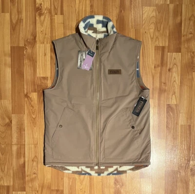 NEW MEN'S SMALL PENDLETON BASIN REVERSIBLE FLEECE VEST IN KHAKI - Image 1 of 4