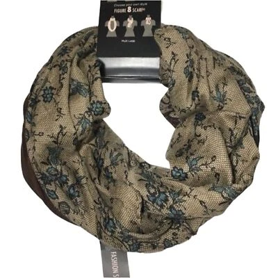 D&Y FIGURA FLORAL 8 BUFANDA MARRÓN MULTI BUCLE NUEVO CON ETIQUETAS Foto 1 de 4