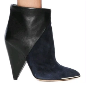 IRO Keira Navy Suede & Black Colorblock Leather Ankle Boot size 36 EU Grunge 90s - Picture 1 of 19