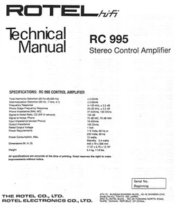 Service Manual-Anleitung für Rotel RC-995 - Picture 1 of 1