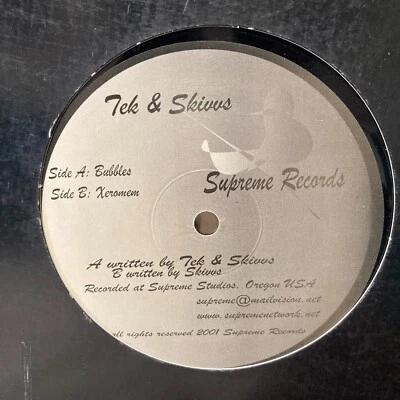 Tek & Skivvs ‎– Bubbles B/W Xeromem 12" 2001 Portland Oregon Drum & Bass Jungle Foto 1 de 2