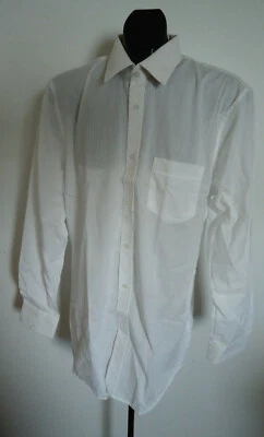 Camisa masculina anos 90 NOS VINTAGE listra branca sobre branca vestido 15 - 33 - Imagem 1 de 4