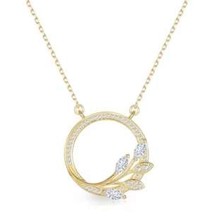 .78 ct moissanite 14k Yellow Gold 925 Silver Vine Pendant 18" Necklace New Gift - Picture 1 of 8