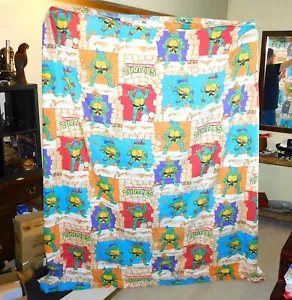 1988 MIRAGE STUDIOS TEENAGE MUTANT NINJA TURTLES KID'S TWIN BED SHEET - Picture 1 of 4