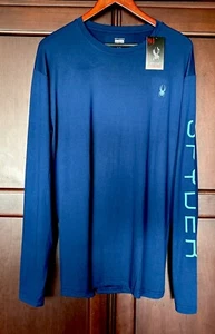 Spyder T-Shirt Loungewear Crew Neck Long Sleeve Blue XL New With Tags - Picture 1 of 6