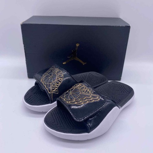 Jordan Hydro 7 PS AA2518 021 sandali unisex bambini pelle metallizzata nero 12C