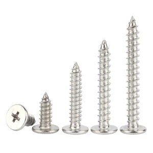 304 Stainless Steel Phillips Utrathin Flat Head Self Tapping Screws M2 To M6 - Picture 1 of 12