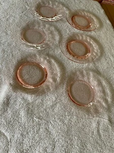 Set of 6 Heisy Yeoamn  Pink Optic Depression Elegant Fruit/Bread  Plate 6.25"  - Picture 1 of 4