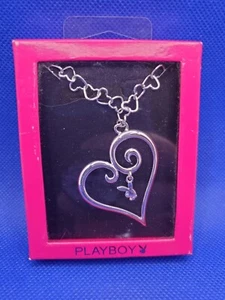 Playboy Necklace Floating Heart Charm 2003 50TH ANNIVERSARY 925 Sterling Silver - Picture 1 of 5
