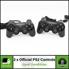 2 X Official Black Dualshock 2 Controllers Control Pad For Sony Playstation Ps2