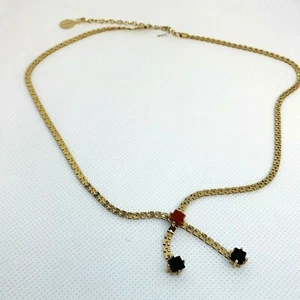 Vintage signed Sarah Coventry Box Chain Dangle Necklace 17 1/2” - Picture 1 of 9