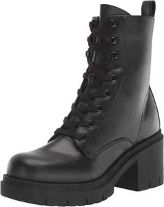 Nine West Women's Juna Platform Combat Boots Color Black Faux Leather Size 5 - Picture 1 of 7