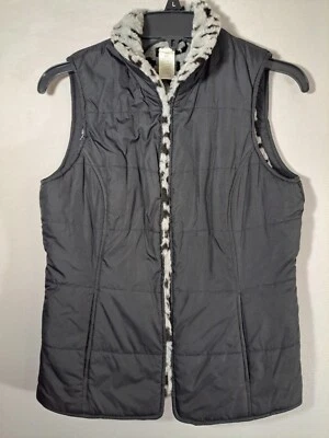 Ariat Puffer Vest Womens Small Black  Hook Closure Animal Print Lined Outerwear - Image 1 of 4