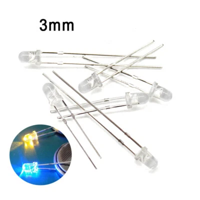 klar 3mm LED Diode superhell Ultrahell Einzelne LEDs Blau Rot Grün Gelb Weiß - Bild 1 von 4