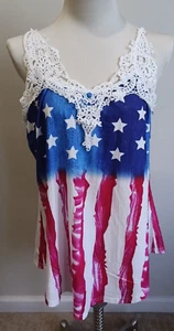 Rosegal Patriotic Womens Adjustable Spaghetti Strap Cami Flag Lace New with Tags - Picture 1 of 10