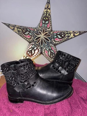 Botines de moto con tachuelas ASH Punky de cuero negro talla 8 Foto 1 de 4