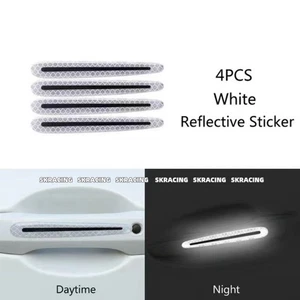 4x Reflective Strip Car Door Handle Safety Warning Sticker Decorative Trim White - Picture 1 of 5
