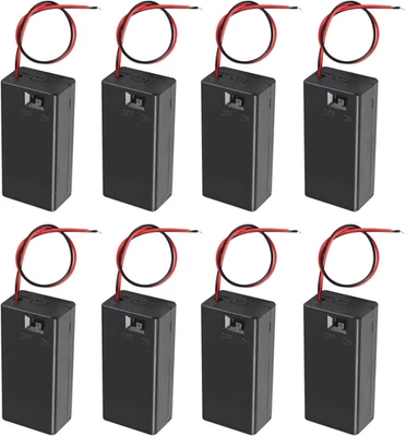 AEDIKO 8Pcs 9V Battery Holder 9V Battery Holder with Switch 9V Battery Case with Switch
