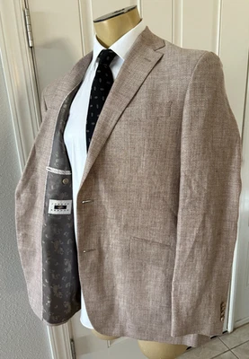 Chaqueta Abrigo Deportivo Joseph Abboud Hombre Blazer Tostado Tejido 100% Lino Talla 42L Foto 1 de 4