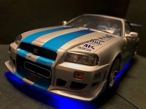Near Mint GREENLIGHT Skyline GT-R R34 LED Fast & Furious 1/18 Limited JAPAN - Picture 1 of 10