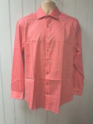 Мужская розовая приталенная рубашка с длинным рукавом Kenneth Cole Reaction размер M (15,5 32/33) - Изображение 1 из 4