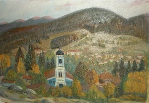 Vintage expressionist oil painting landscape signed - Picture 1 of 12