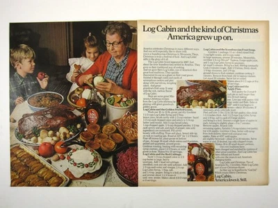 Log Cabin Syrup Christmas Print Ad 1960s Recipe Scandinavian Feast 2 PG AD Xmas - Image 1 of 2