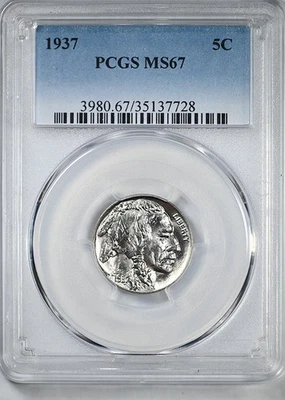 1937 Buffalo Nickel 5C PCGS MS67 - Image 1 of 4
